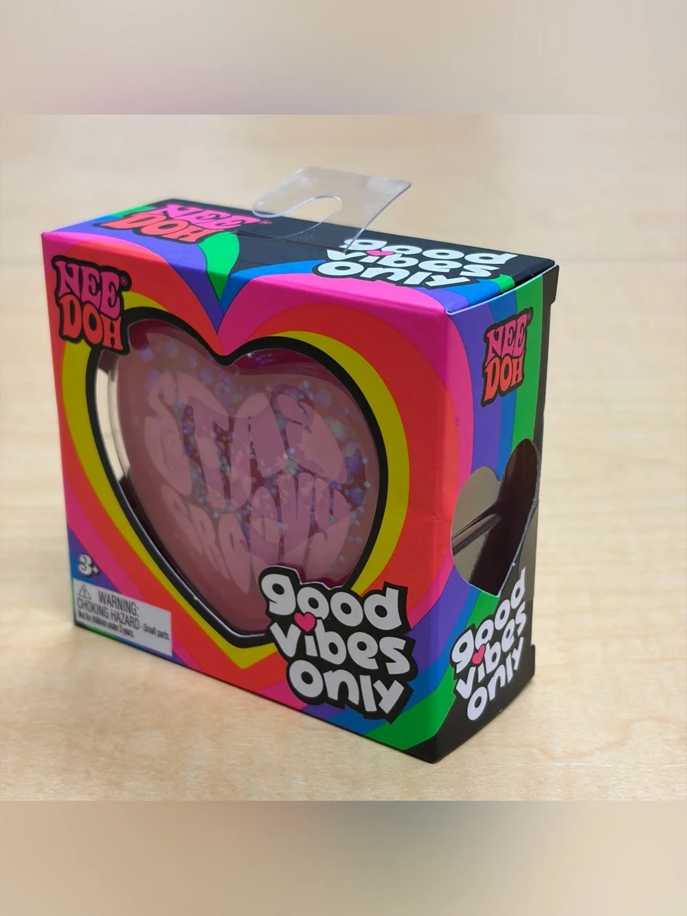 Nee Doh Good Vibes Only Pink Glitter Heart 